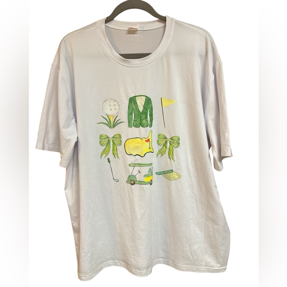Temu Golf Images Graphic Shortsleeved White Tee Never Worn 4XL